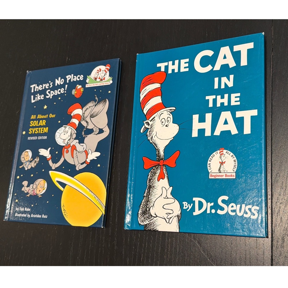 Dr. Seuss The Cat in the Hat & There's No Place Like Space Hardcover 2 Book Set